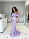 Off The Shoulder Satin Lavender Trumpet Mermaid Prom Dress