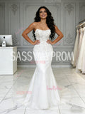 Tulle Sheer Trumpet Mermaid Sweetheart Flowers Wedding Dress