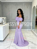 Off The Shoulder Satin Lavender Trumpet Mermaid Prom Dress