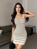 Casual Striped Knit Bodycon Dress