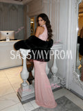 Trumpet Mermaid Pink Sequin High Neck Prom Dress