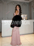 Trumpet Mermaid Pink Sequin High Neck Prom Dress