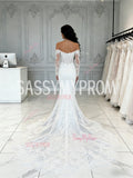Tulle Trumpet Mermaid Lace Off The Shoulder Long Sleeve Wedding Dress