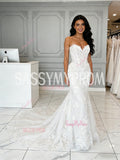 Tulle Trumpet Mermaid Causal Sweetheart Lace Wedding Dress