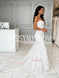 Tulle Trumpet Mermaid Causal Sweetheart Lace Wedding Dress