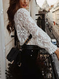 Sheer High Neck White Lace Blouse