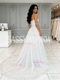 A Line Tulle Appliques Simple Sweetheart Wedding Dress