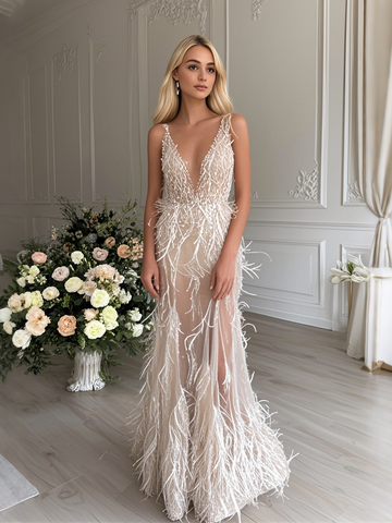 champagne sheer prom dress Sherri Hill Lace Halter Prom Dress 56938