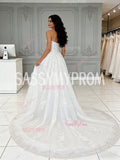 A Line Tulle Appliques Simple Sweetheart Wedding Dress