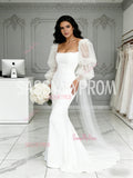 Pudffy Sleeve Tulle Satin Trumpet Mermaid Sweetheart Wedding Dress