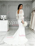 Pudffy Sleeve Tulle Satin Trumpet Mermaid Sweetheart Wedding Dress
