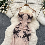 Bodycon Midi Butterfly Peach Summer Dress