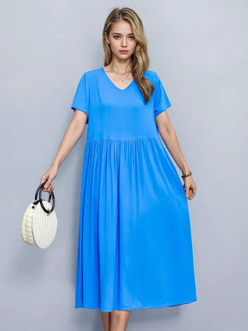 Flowy Silhouette Vivid Blue Maxi Dress