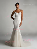 Trumpet Mermaid Lace Spaghetti Straps Wedding Dress