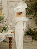 Lace Sheath Column Off The Shoulder Wedding Dress