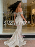 Trumpet Mermaid Off The Shoulder Silver Sequin Prom Dress