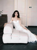 A Line Tulle Appliques Long Sleeves Wedding Dress