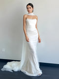 Trumpet Mermaid Tulle Strapless Shawl Wedding Dress