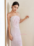 Trumpet Mermaid Blush Pink Sequin Flower Prom Dress