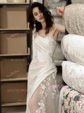 Trumpet Mermaid Lace Appliques Satin Ruched Wedding Dress