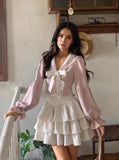 Ruffles Lace Trims Blush Pink Mini Dress