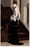 Silver Sequin Black Trumpet Mermaid Ruched Prom Dress