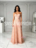 Print Sparkle Pink Star Tulle A Line Prom Dress