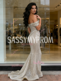Trumpet Mermaid Off The Shoulder Silver Sequin Prom Dress