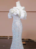 Sequin Sparkle Trumpet Mermaid Off The Shoulder Prom Dress