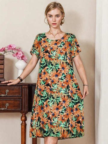 Effortless Style Rich Earthy Tones Floral Maxi Dress