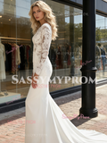 Long Sleeve Satin Lace Trumpet Mermiad Wedding Dress