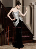 Silver Sequin Black Trumpet Mermaid Ruched Prom Dress