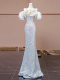 Sequin Sparkle Trumpet Mermaid Off The Shoulder Prom Dress