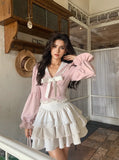 Ruffles Lace Trims Blush Pink Mini Dress