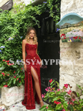 Sweetheart Sequin Sheer Trumpet Mermaid Prom Dress With Slit