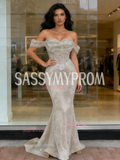 Trumpet Mermaid Off The Shoulder Silver Sequin Prom Dress