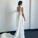 Trumpet Mermaid Tulle Strapless Shawl Wedding Dress