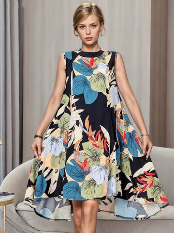 High-Low Hemline Print Summer Dress