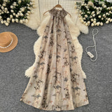 Soft Butterfly Ruched Neckline Long Dress