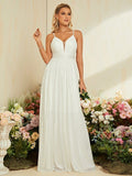 Sexy Sequin V Neck Sheer White A Line Prom Dress