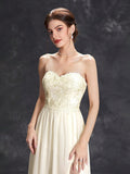 Chiffon Sweetheart A Line Appliques Wedding Dress With Slit