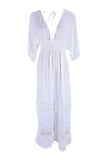 Vintage Patchwork Bohemian White Lace Maxi Dress