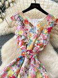 Bowknot Waist Floral Patterned Summer Dress