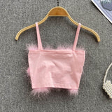 Sultry Pink Feather Camisole Top