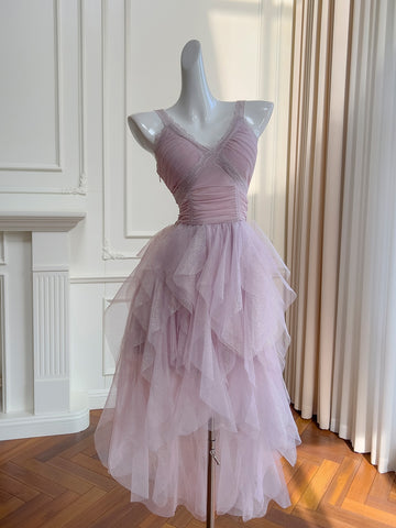 Purple Sparkle Tulle Ruffles Layers Homecoming Party Dress