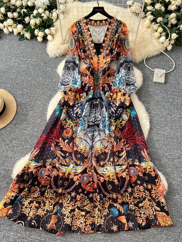 Floral & Paisley Patterns Bohemian Style Long Dress