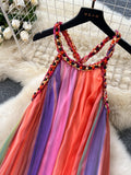 Breezy Summer Multicolored Stripes Dress