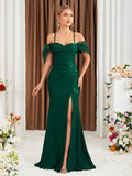 Dark Green Sequin Sheath Prom Dress With Slit