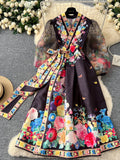 Pastel Hued Adorned Colorful Floral Chiffon Dress