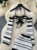 Black & White Striped Ensemble Set